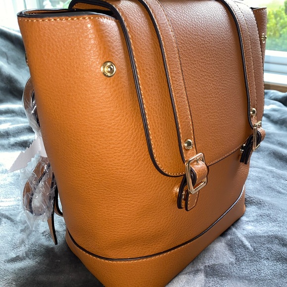 JustFab, Messenger Backpack, Cognac - Picture 4 of 10